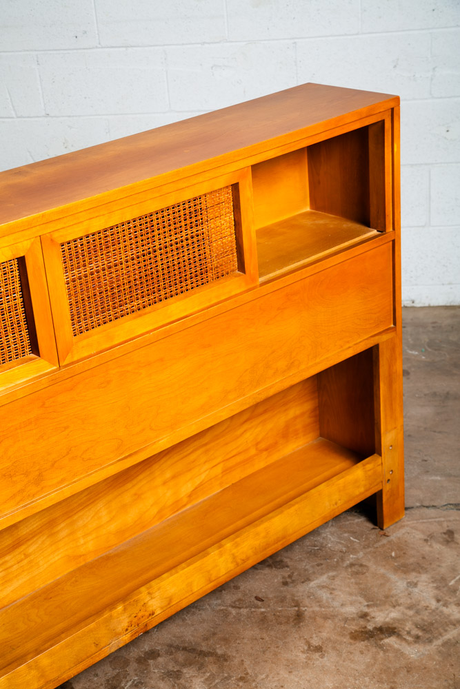 Mid Century Modern Headboard Full Bed Frame Birch Conant Ball Blonde Storage Mcm - Image 12
