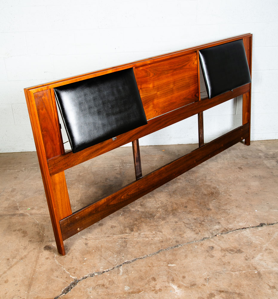 Mid Century Modern Headboard Bed Frame Walnut Storage King Brown Saltman Keal - Image 4