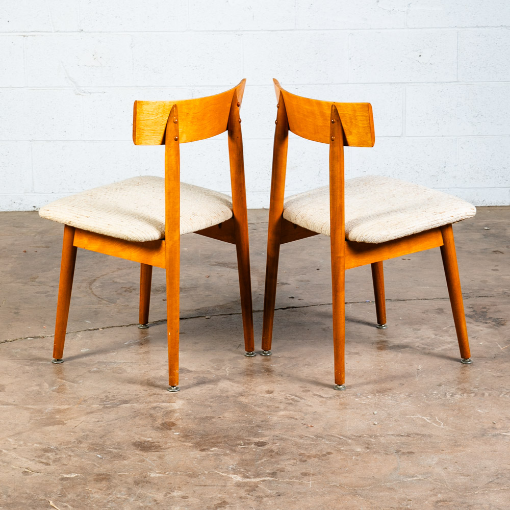 Mid Century Modern Dining Chairs Set 4 Conant Ball Russell Wright Maple White - Image 9