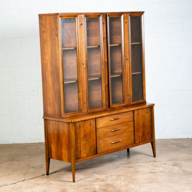 Mid Century Modern Credenza China Cabinet Hutch Broyhill Saga Walnut Solid Mcm