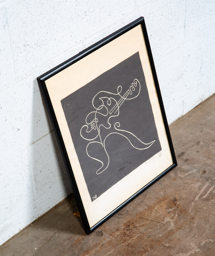 Mid Century Modern Art Print Tomas Belsky Abstract Black White Sign Music Mcm #2 - Image 4