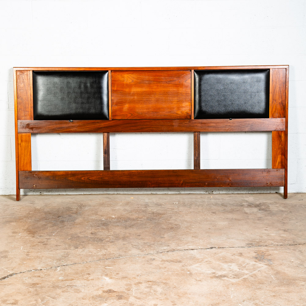 Mid Century Modern Headboard Bed Frame Walnut Storage King Brown Saltman Keal - Image 2