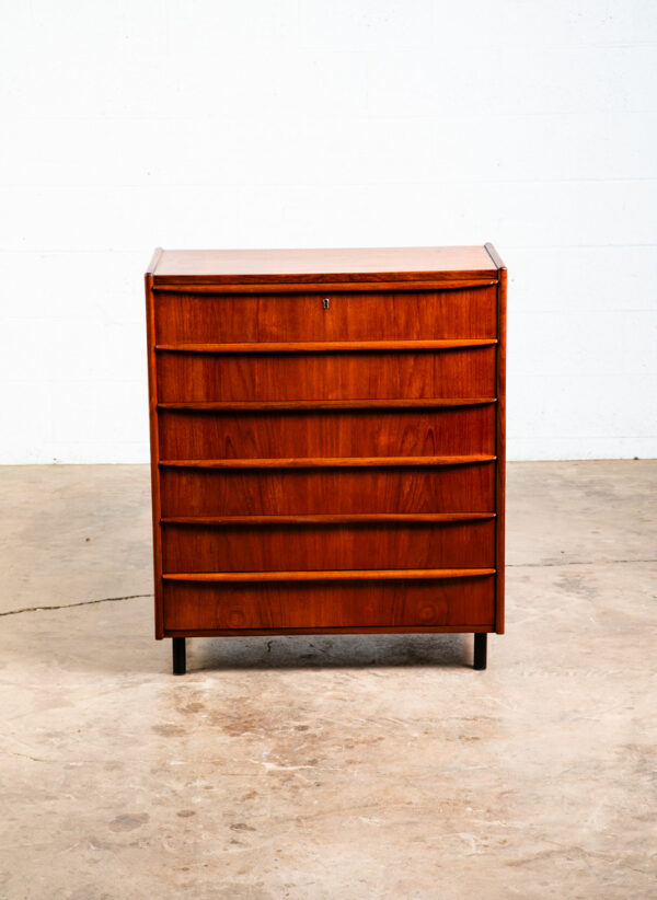 Mid Century Danish Modern Dresser Highboy 6 Drawer Teak Denmark Locking Vintage - Image 8