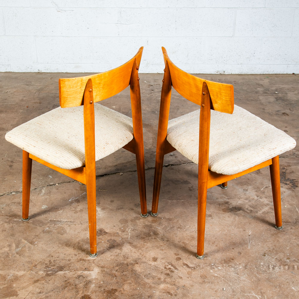 Mid Century Modern Dining Chairs Set 4 Conant Ball Russell Wright Maple White - Image 5