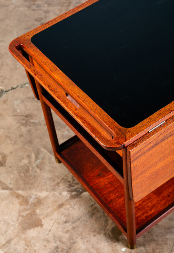 Mid Century Modern Serving Bar Cart Teak Black Liquor Trolley Ludvig Pontoppidan - Image 9