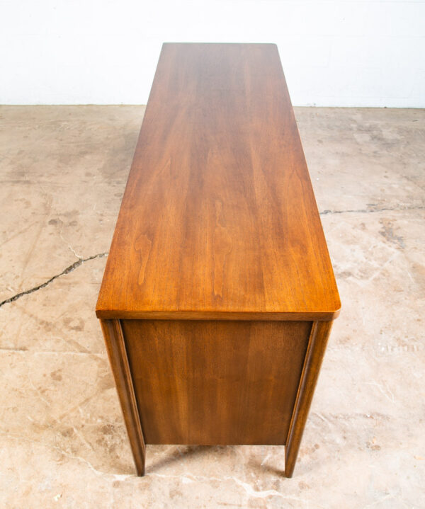 Mid Century Modern Credenza Cabinet Broyhill Saga Wide 3 Drawer Walnut Solid Mcm - Image 3