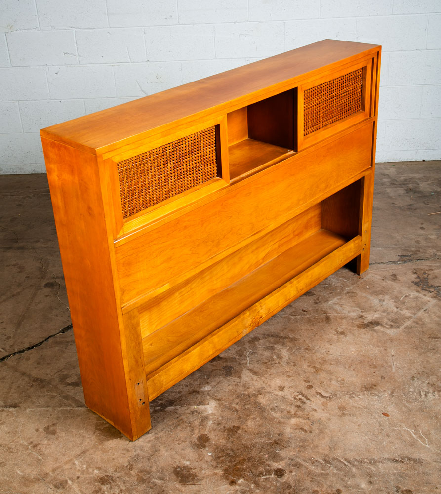Mid Century Modern Headboard Full Bed Frame Birch Conant Ball Blonde Storage Mcm - Image 7