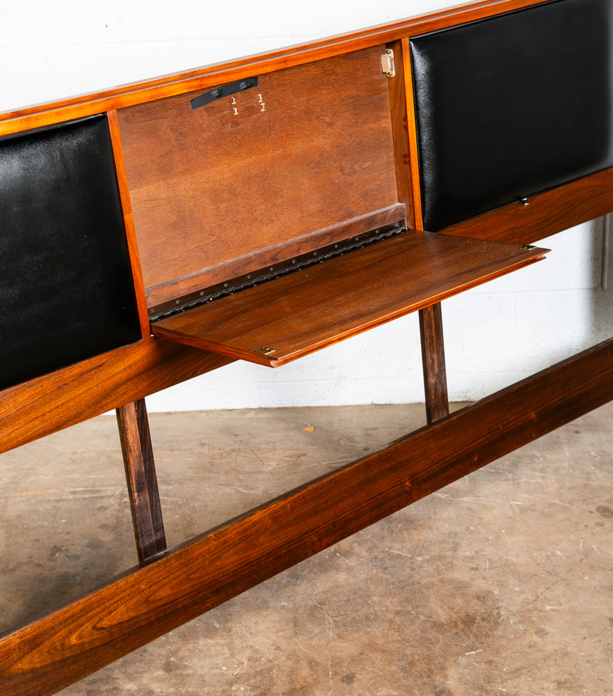 Mid Century Modern Headboard Bed Frame Walnut Storage King Brown Saltman Keal - Image 11