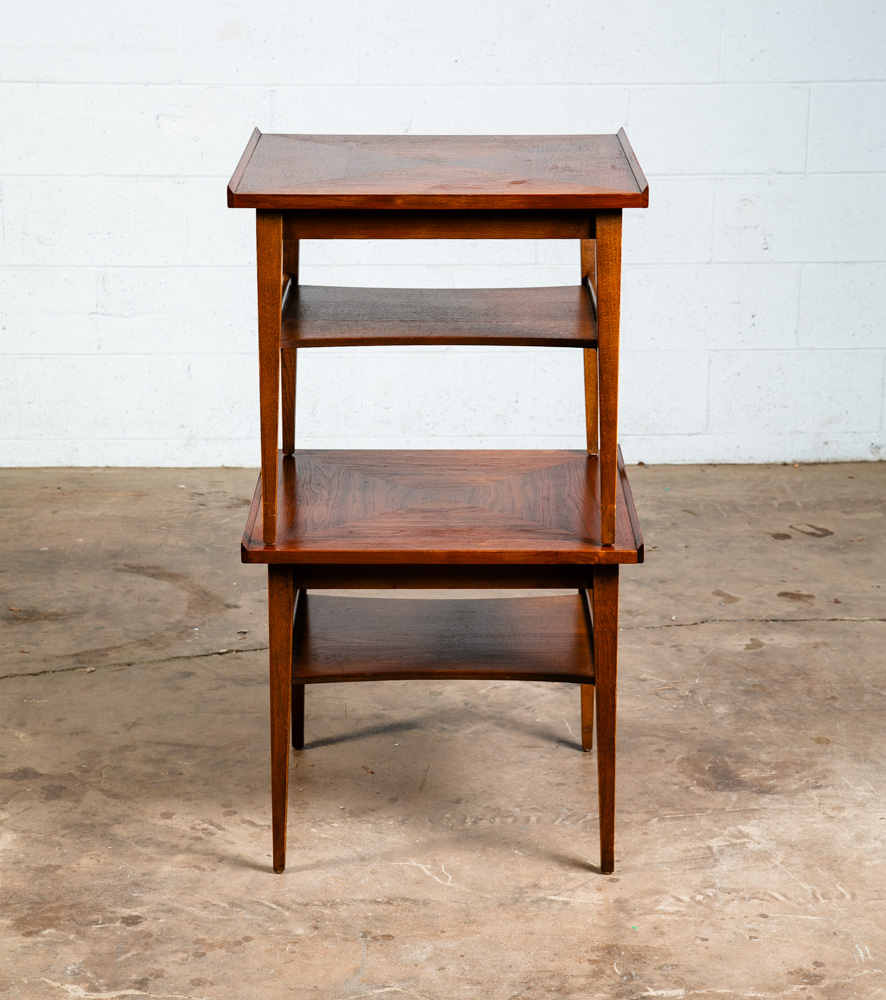Mid Century Modern End Side Tables Nightstands Set American Martinsville Walnut - Image 4