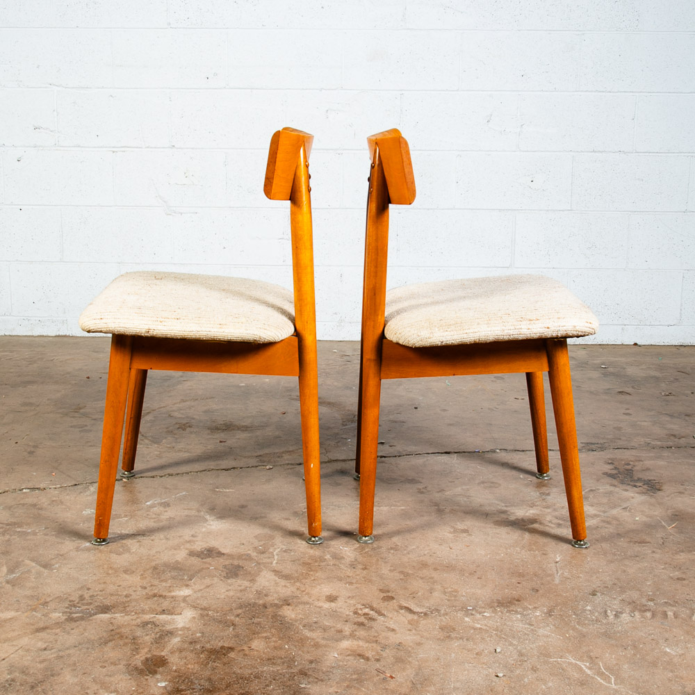 Mid Century Modern Dining Chairs Set 4 Conant Ball Russell Wright Maple White - Image 4