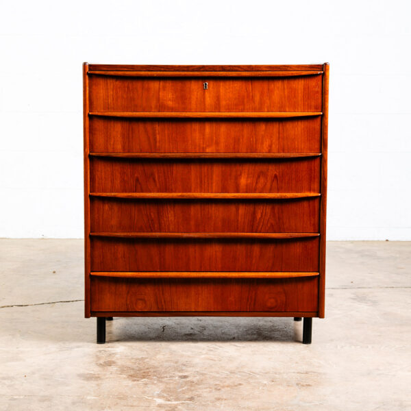 Mid Century Danish Modern Dresser Highboy 6 Drawer Teak Denmark Locking Vintage - Image 2