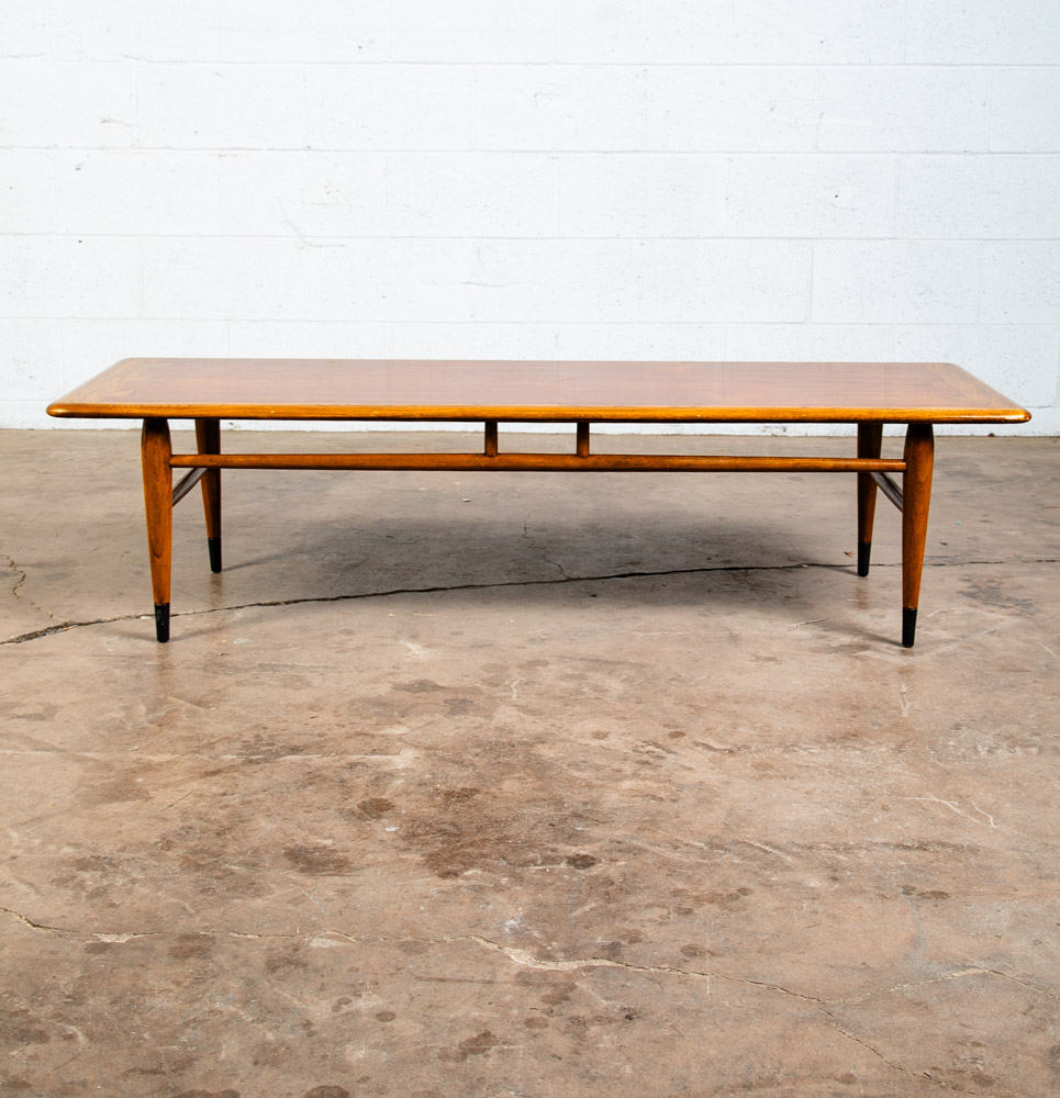 Mid Century Modern Coffee Table Walnut Lane Acclaim Long Cocktail Surfboard Mcm - Image 2