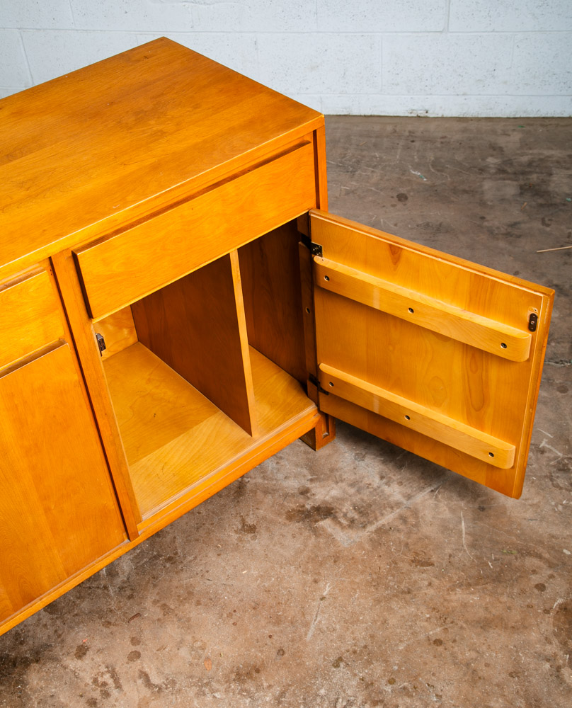 Mid Century Modern Credenza Server Buffet Conant Ball Birch Drawers Compact Mcm - Image 8