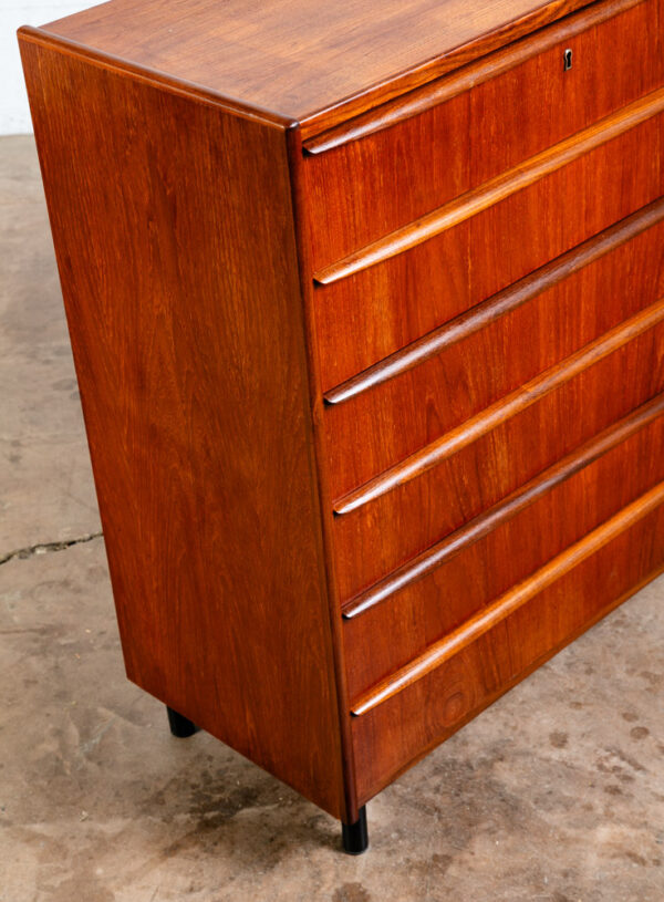Mid Century Danish Modern Dresser Highboy 6 Drawer Teak Denmark Locking Vintage - Image 7