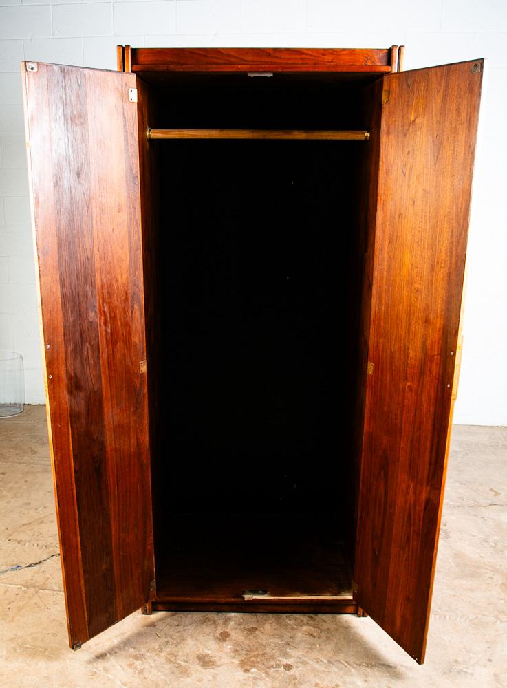 Mid Century Modern Armoire Wardrobe Doors Closet Solid Walnut Vintage Danish Bar - Image 4