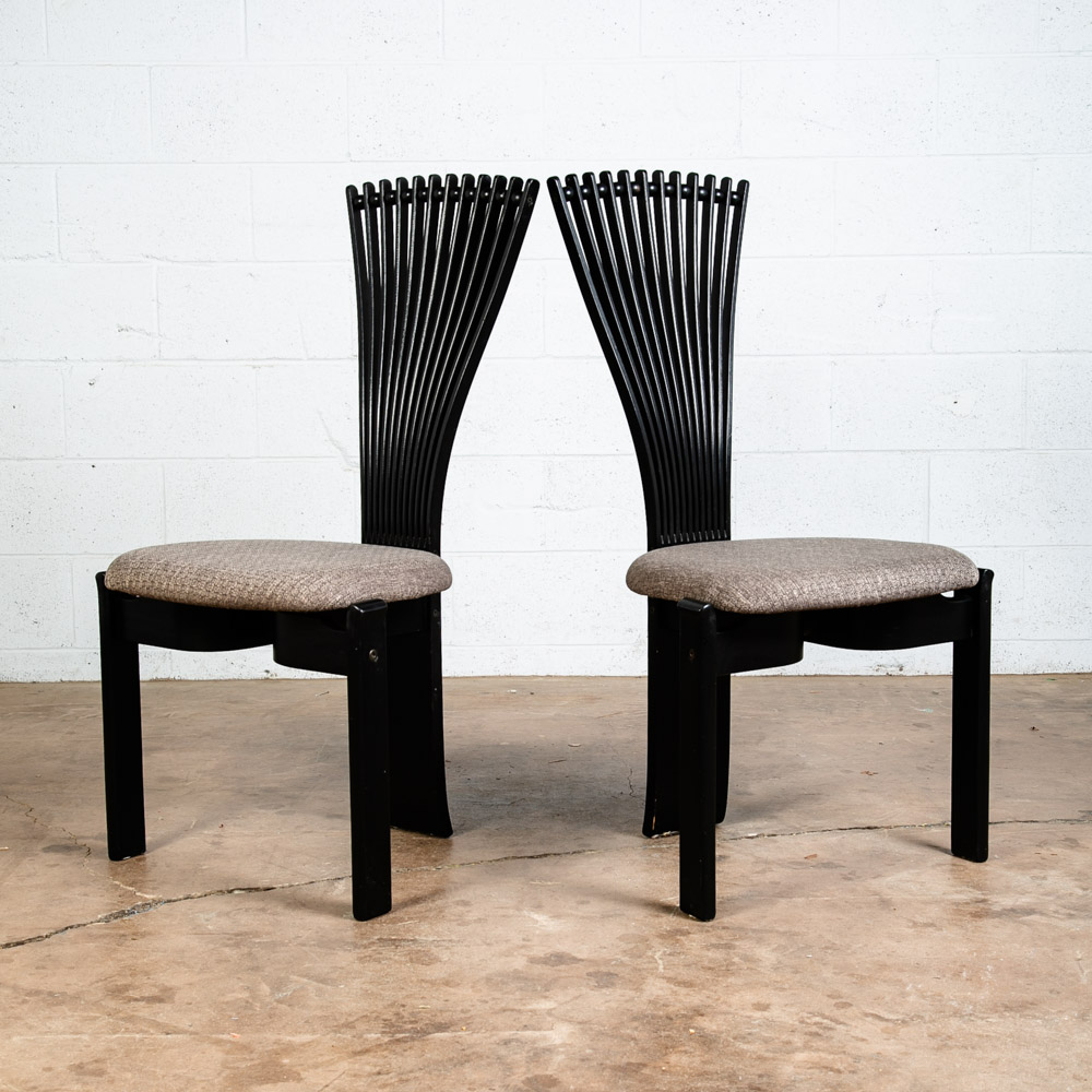 Mid Century Modern Dining Chairs Set 6 Totem Westnofa Black Torstein Nilsen Arms - Image 3