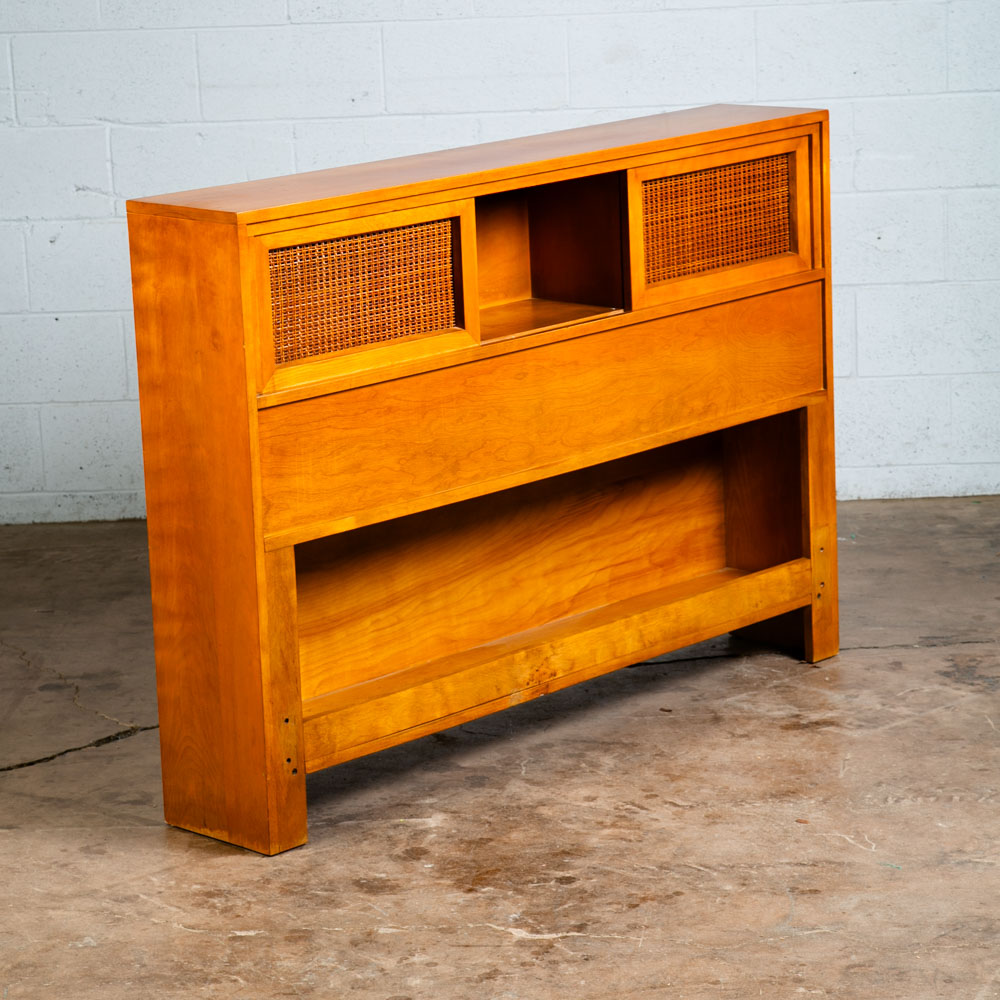 Mid Century Modern Headboard Full Bed Frame Birch Conant Ball Blonde Storage Mcm