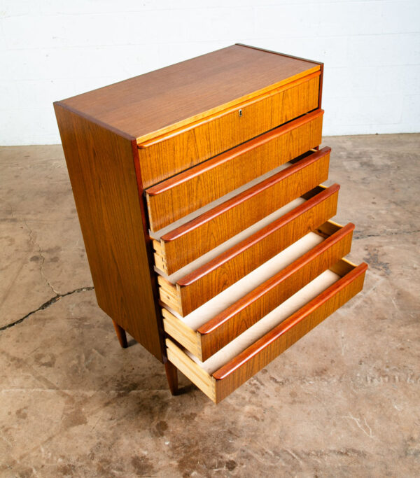 Mid Century Danish Modern Highboy Dresser 6 Drawer Teak Denmark Vintage Mcm Legs - Image 6