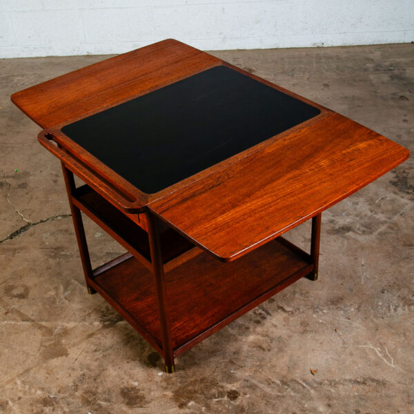 Mid Century Modern Serving Bar Cart Teak Black Liquor Trolley Ludvig Pontoppidan - Image 4