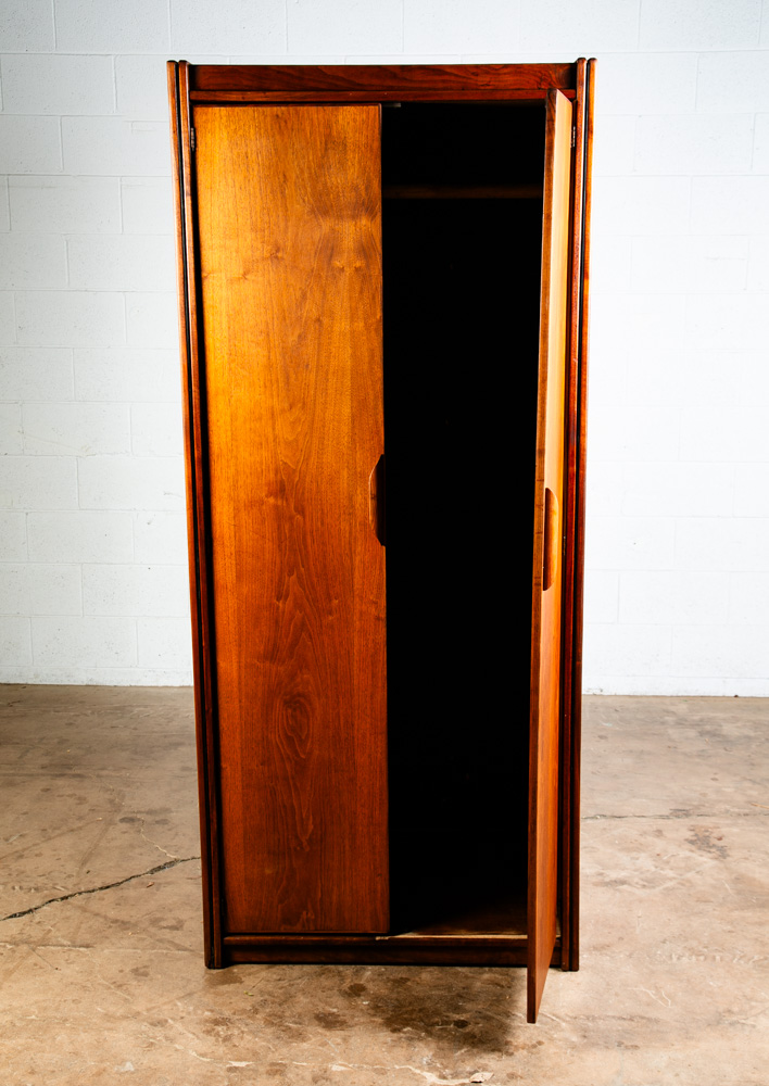 Mid Century Modern Armoire Wardrobe Doors Closet Solid Walnut Vintage Danish Bar - Image 6