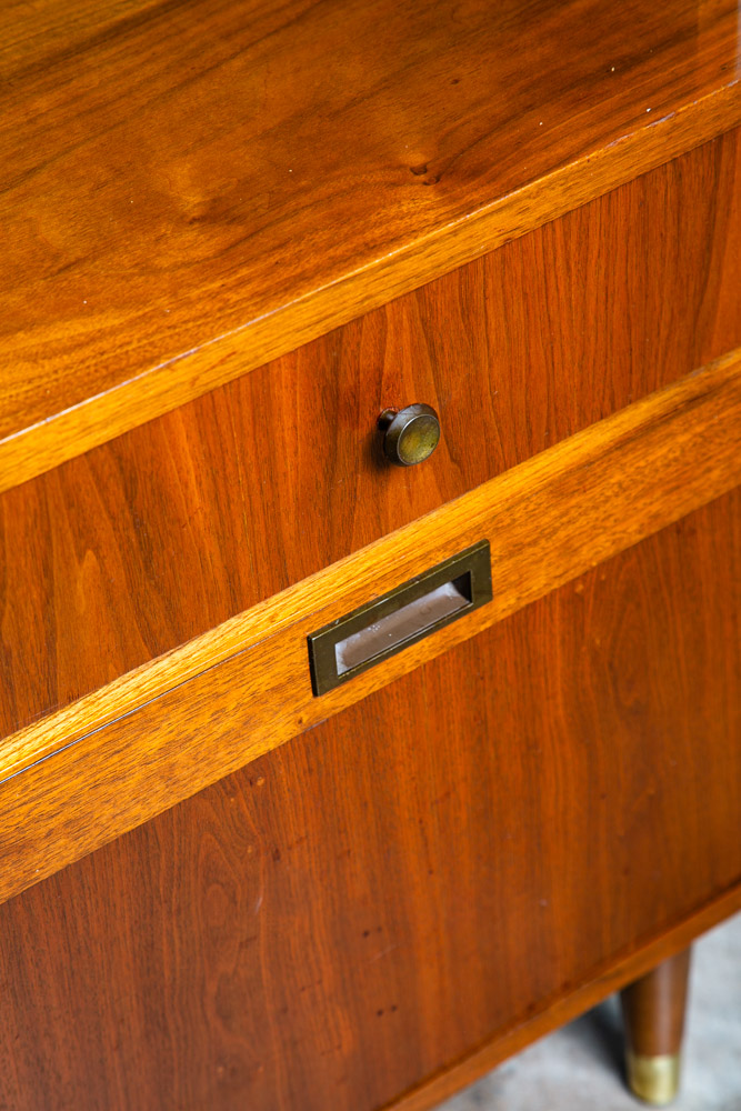 Mid Century Modern China Cabinet Hutch Glass Display Walnut Furniture Drawers - Image 7