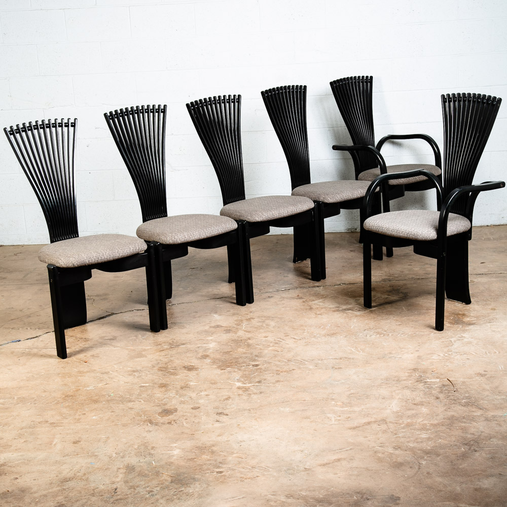 Mid Century Modern Dining Chairs Set 6 Totem Westnofa Black Torstein Nilsen Arms - Image 9
