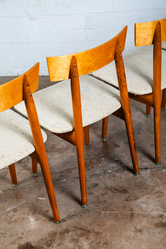 Mid Century Modern Dining Chairs Set 4 Conant Ball Russell Wright Maple White - Image 11