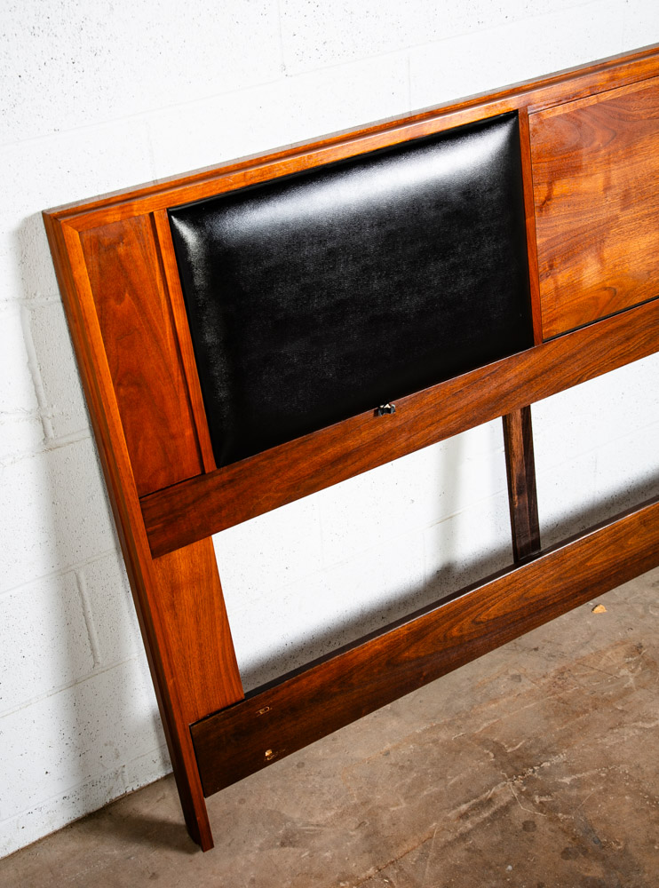 Mid Century Modern Headboard Bed Frame Walnut Storage King Brown Saltman Keal - Image 10