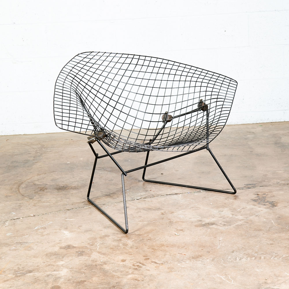 Mid Century Modern Lounge Diamond Chair Harry Bertoia Knoll Black Large Mcm LG - Image 2