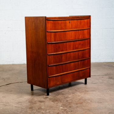 Mid Century Danish Modern Dresser Highboy 6 Drawer Teak Denmark Locking Vintage