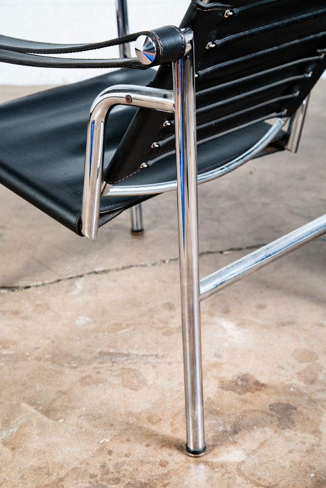 Mid Century Modern Lounge Chairs La Corbusier LC1 Black Leather Alivar Italy NM - Image 10