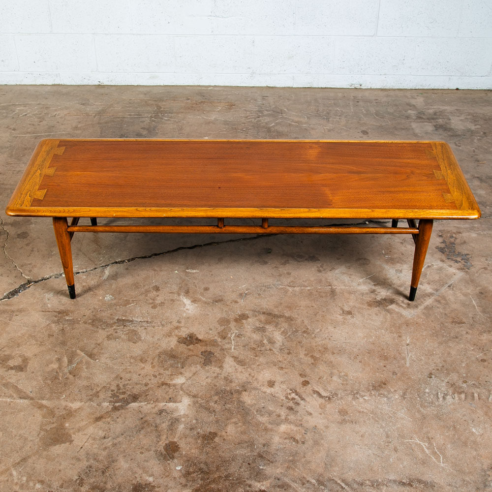 Mid Century Modern Coffee Table Walnut Lane Acclaim Long Cocktail Surfboard Mcm - Image 3
