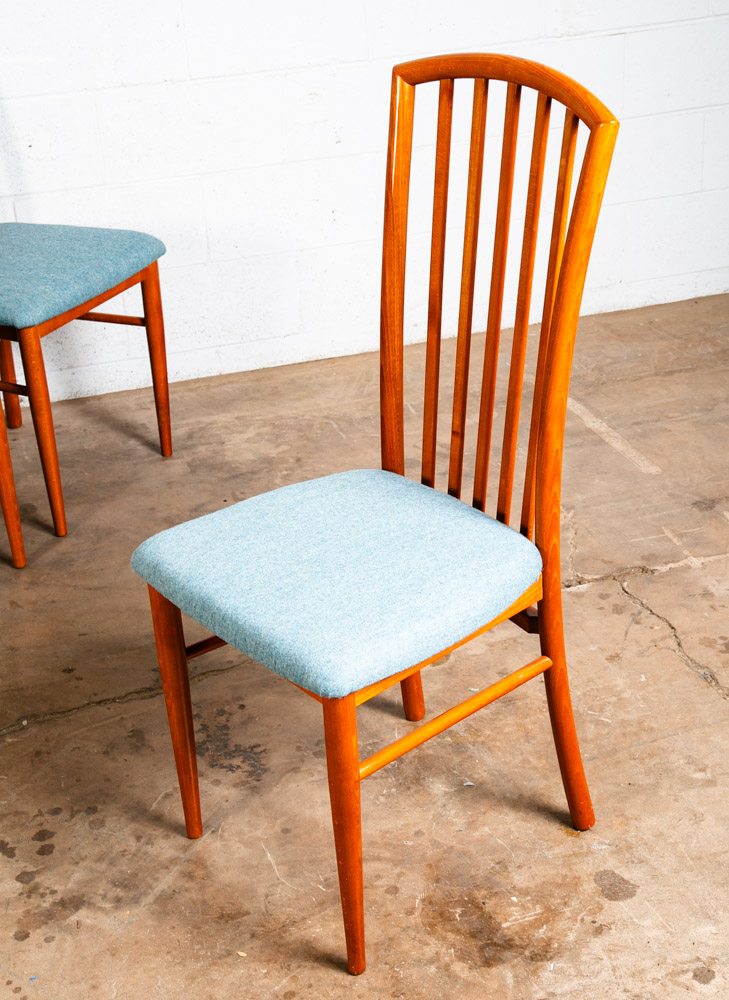 Mid Century Modern Dining Chairs Set of 6 Italian Highback Blue Curved Italy NM - Image 9