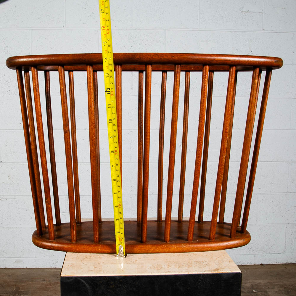 Mid Century Modern Magazine Rack Spindle Solid Walnut Wood Vintage Round Umanoff - Image 7