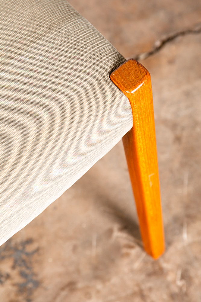 Mid Century Danish Modern Dining Chairs Set 2 Tan Teak Wood Svegards Ladder Back - Image 9