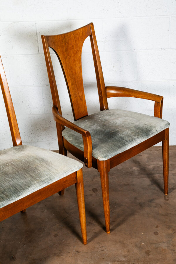 Mid Century Modern Dining Chairs Set 4 Broyhill Green Velvet Lenoir Brasilia Mcm - Image 5
