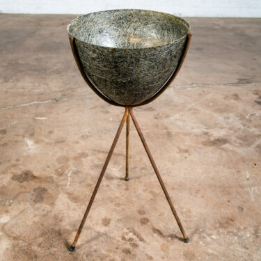 Mid Century Modern Planter Kimball Bullet Round Atomic Plant Stand Elephant Grey