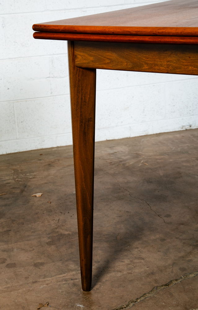 Mid Century Danish Modern Dining Table Rectangular Teak Sweden Extension Leaf x2 - Image 8