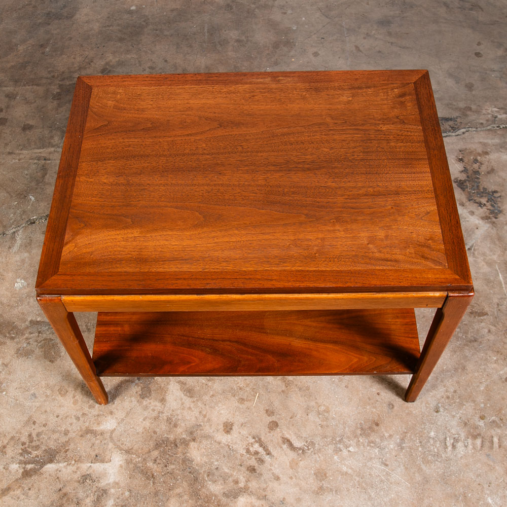 Mid Century Modern End Table Lane Side Walnut Restored Vintage 2 Tier Rythm Mcm - Image 4