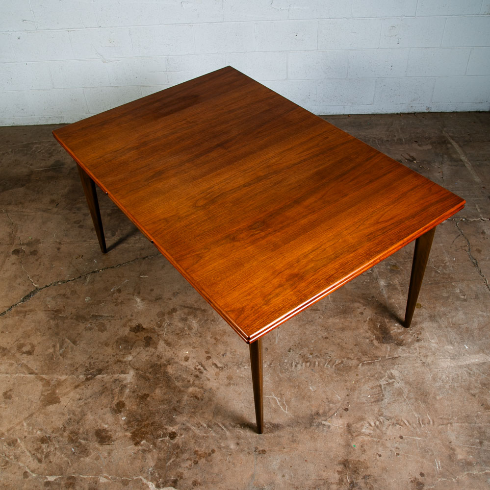 Mid Century Danish Modern Dining Table Rectangular Teak Sweden Extension Leaf x2