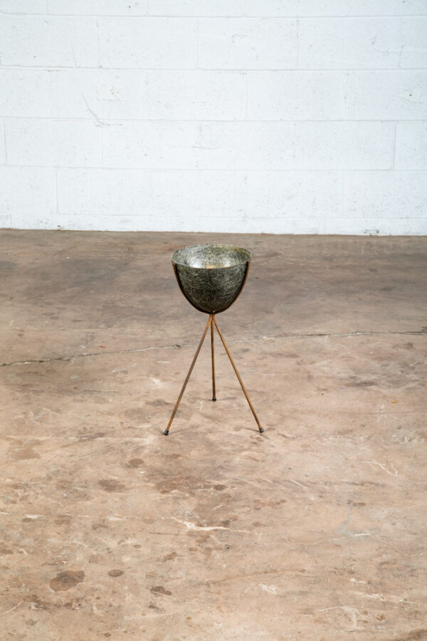 Mid Century Modern Planter Kimball Bullet Round Atomic Plant Stand Elephant Grey - Image 10