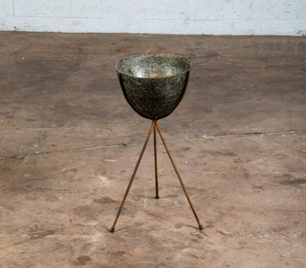 Mid Century Modern Planter Kimball Bullet Round Atomic Plant Stand Elephant Grey - Image 7