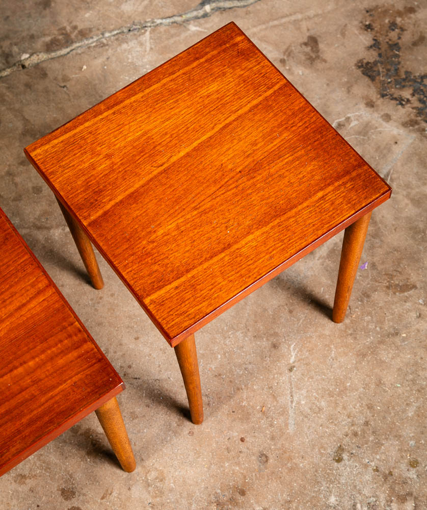 Mid Century Danish Modern Nesting Tables Set 3 Teak Wood Vintage Side End Square - Image 8