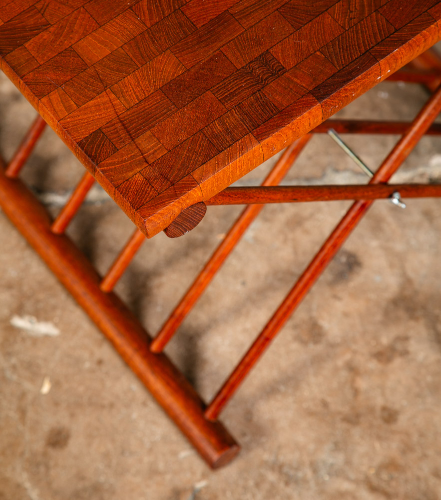 Mid Century Danish Modern Side Table Solid Teak Denmark Butcher Block Folding NM - Image 6