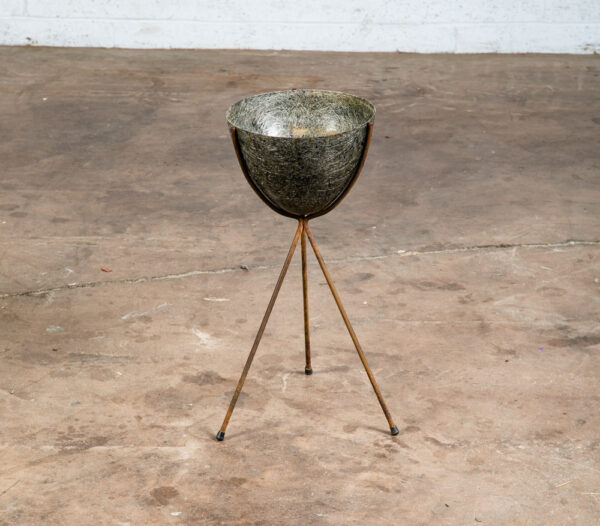 Mid Century Modern Planter Kimball Bullet Round Atomic Plant Stand Elephant Grey - Image 9