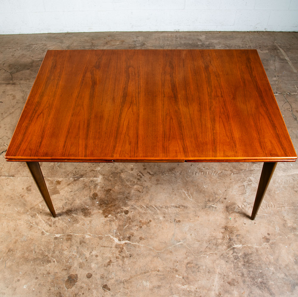 Mid Century Danish Modern Dining Table Rectangular Teak Sweden Extension Leaf x2 - Image 3