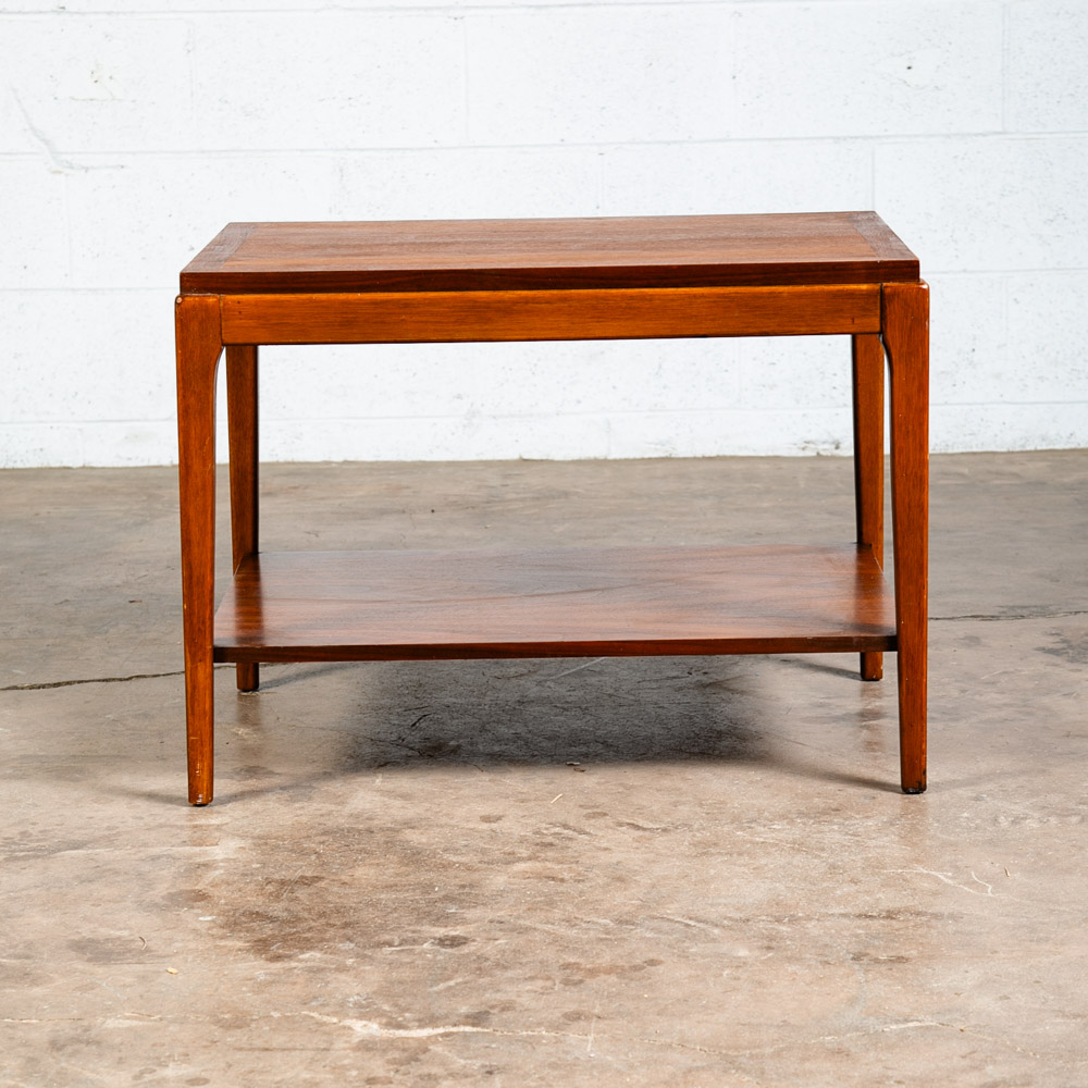Mid Century Modern End Table Lane Side Walnut Restored Vintage 2 Tier Rythm Mcm - Image 3