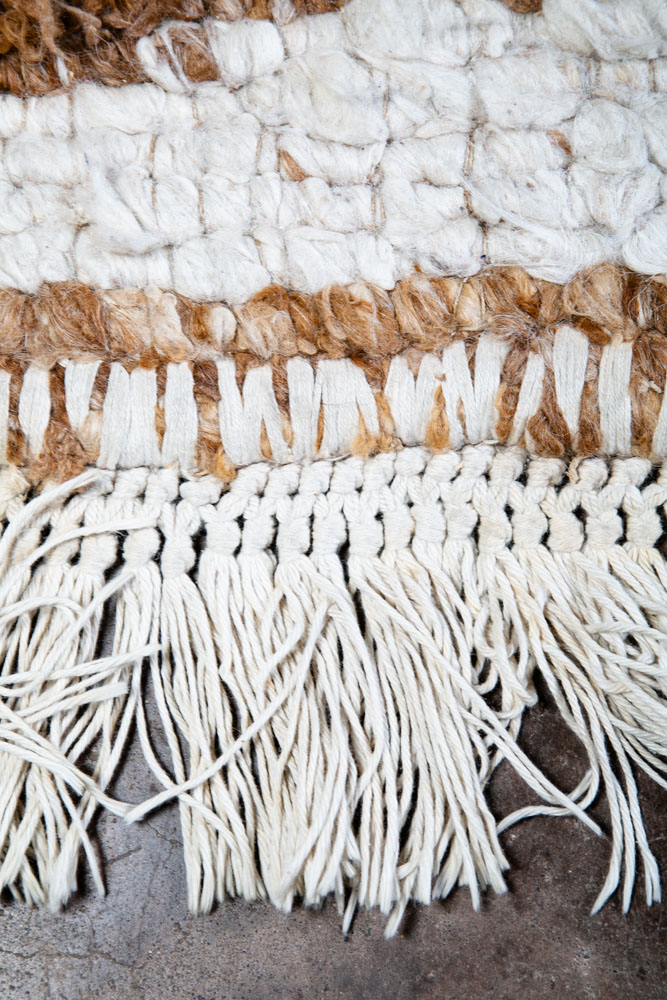 Mid Century Modern Shag Area Rug Brown White Tan 140"x94" Wool Large Bohemian - Image 9