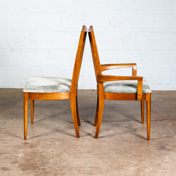 Mid Century Modern Dining Chairs Set 4 Broyhill Green Velvet Lenoir Brasilia Mcm - Image 4