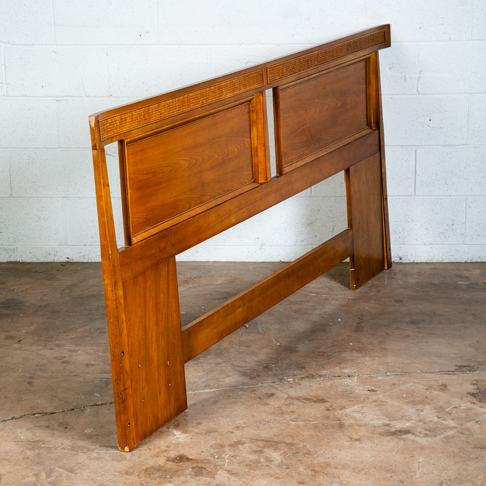 Mid Century Modern Headboard Bed Frame King Size Cane Thomasville Wood Vintage - Image 7